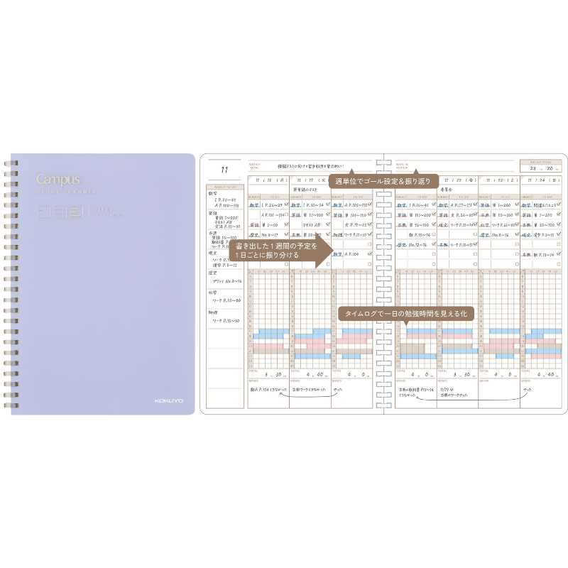 キャンパス 目標や勉強計画がすっきり整うスタディプランナー