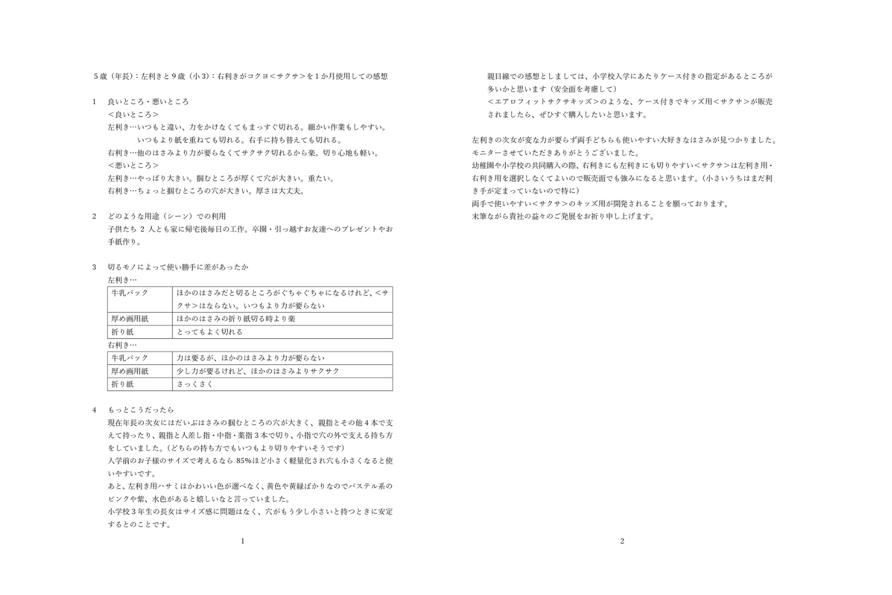 お客様レポート①