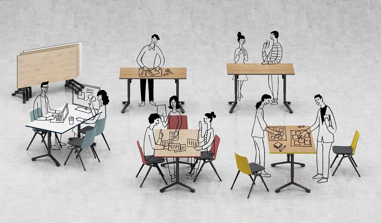 写真：昇降フラップテーブル「INITIA（イニシア）」の使用イメージ