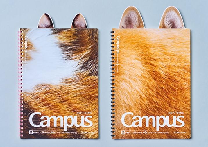（左から）キャンパス肉球ソフトリングノート　「たま」、「ぽち」