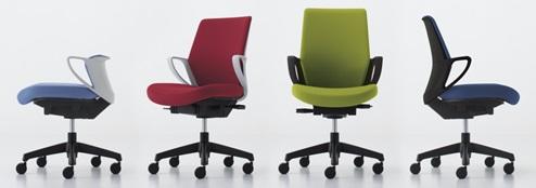 写真：（左から）ミニバック、ローバック、ハイバック、ローバック（側面）の各タイプ