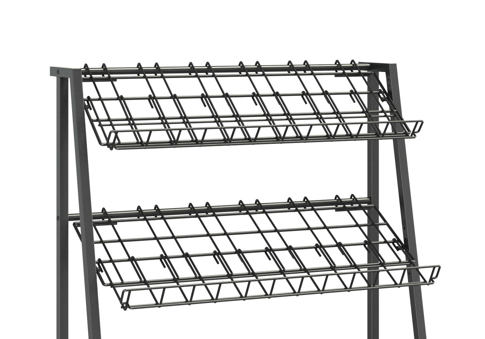 写真：「ワイヤー棚」の奥行き違い設置イメージ