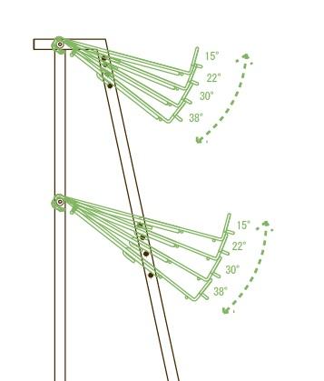 図：「ワイヤー棚」の角度変更イメージ