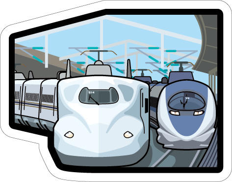 写真：ミニカード　新幹線５００系「こだま」＆新幹線Ｎ７００系「みずほ」をモチーフにしたイラスト　