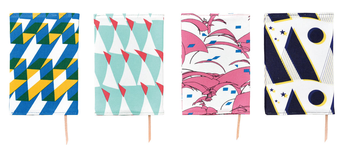 写真　：　（左から）CB･･･コバルトブルー“Parallelo”、LG･･･ミントグリーン “Twist”、P･･･ピンク“ Yell”、 V･･･バイオレット“ Lights and Shadows”