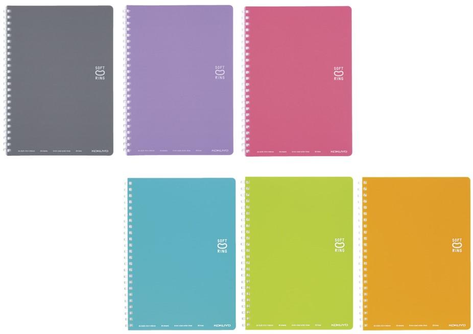 （上段・新色）左から、ダークグレー、紫、ライトピンク （下段・既存色）左から、ライトブルー、ライトグリーン、オレンジ