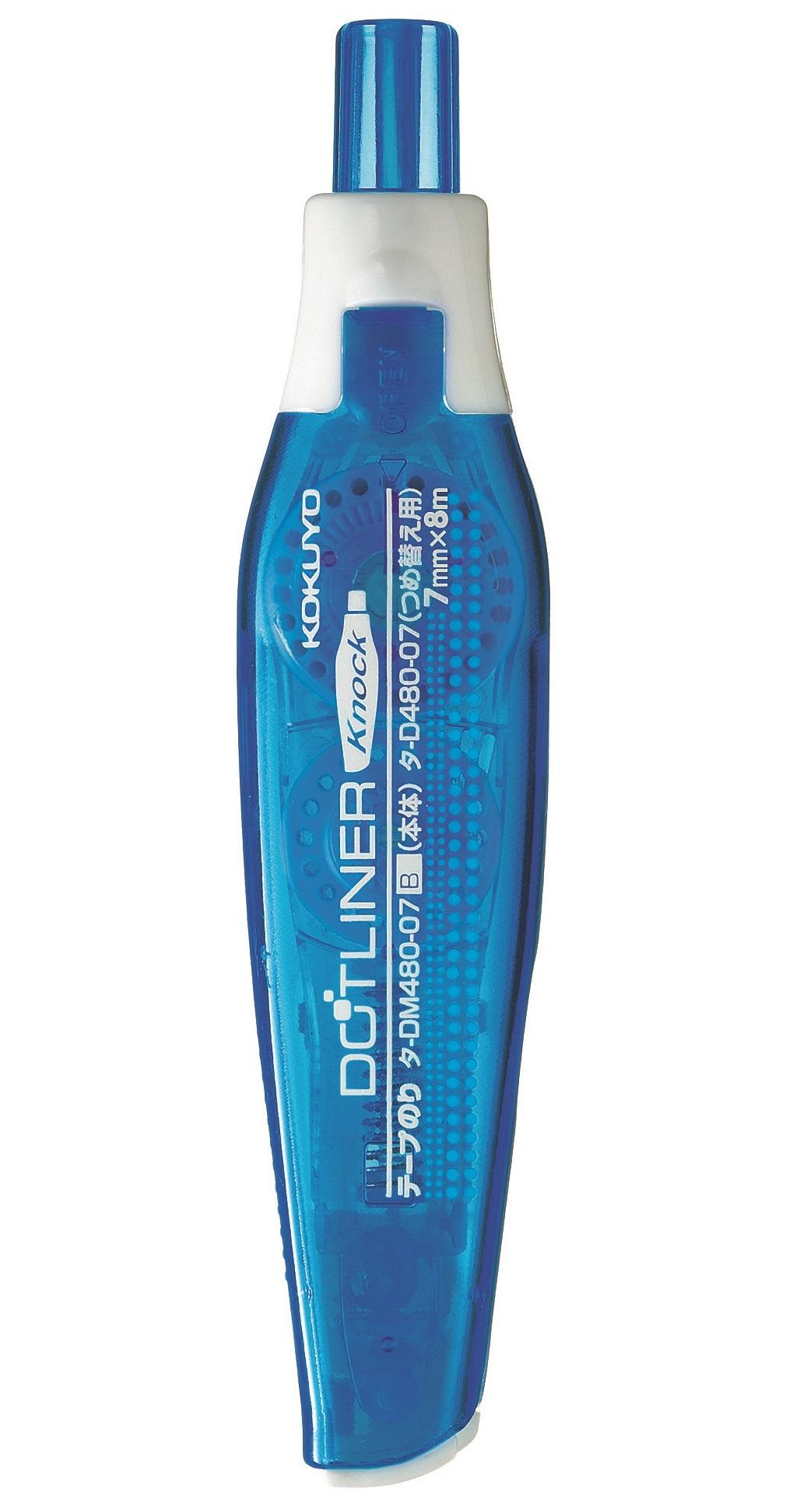 ＜ドットライナーノック＞ スリムでペン感覚。 カチッと押してサッと使えるノック式テープのり。