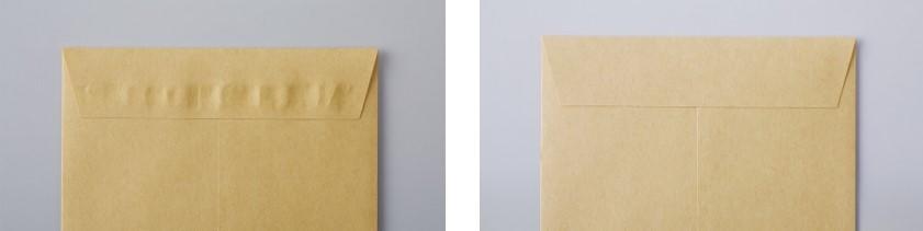   （左）従来の液体のり（右）「シワなくキレイ」タイプ