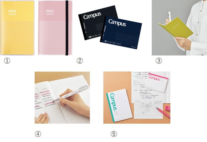 不安解消の対策として備える文具はノートや手帳、筆記具が多数。