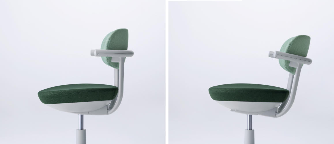 （左から）前傾チルト、オートアジャストロッキング