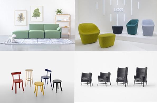 写真：上段左から「MAGIS（マジス）」、「PEDRALI（ペドラリ）」、 下段左から「MATTIAZZI（マティアッツィ）」、「Stellar Works（ステラワークス）」