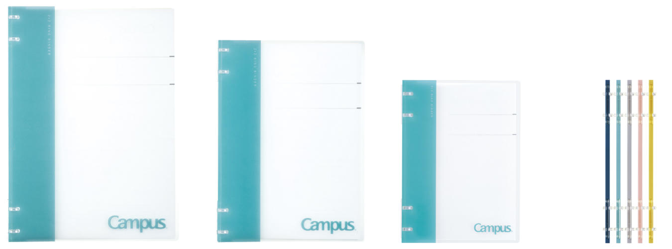 （左から）A4、B5、A5サイズ、背部