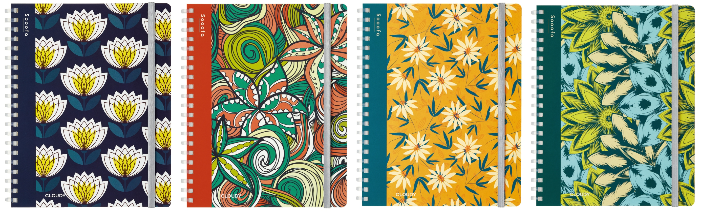 （左から）「MORNING BLOSSOM（モーニングブロッサム）」「LEAF SWIRLS（リーフスワール）」 「POLLENS DREAM（ポーレンドリーム）」「SUNFLOWER BLOOM（サンフラワーブルーム）」