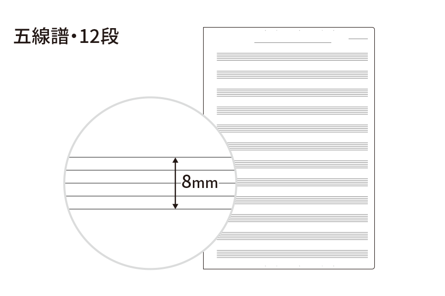 キャンパスノート　五線譜・12段