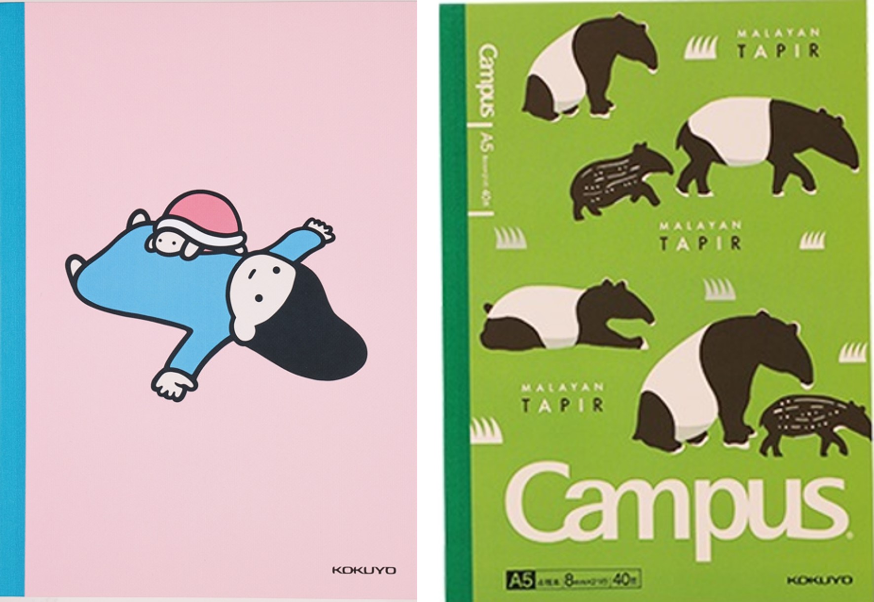 (Left) Illustrator Notebook    (Right) Campus Notebook Endangered Animals Malaysian Tapir Design