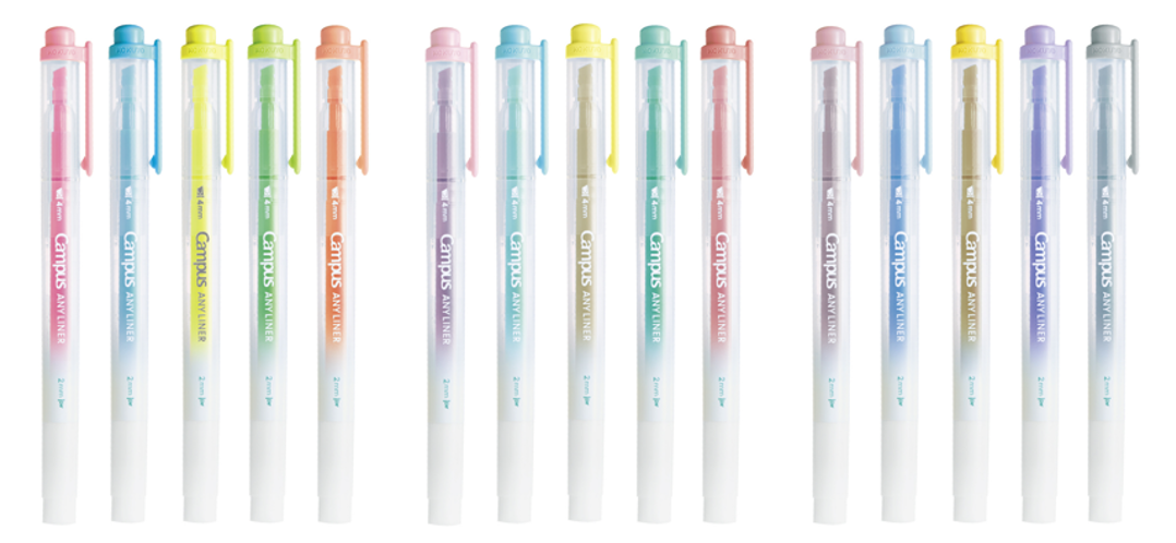 4mm/2mm　ツインタイプ（左から）ネオンカラー、ソフトカラー、スモーキーカラー