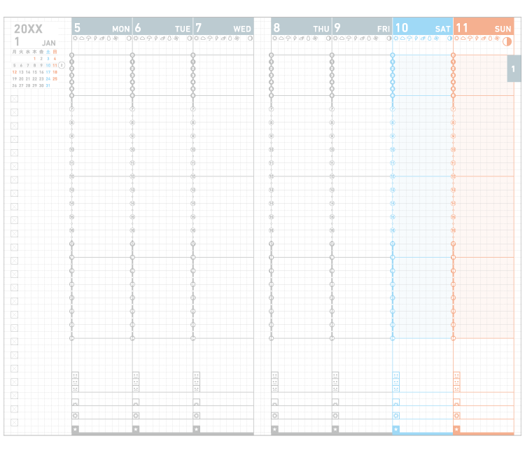 Unique format for planning and organizing various information