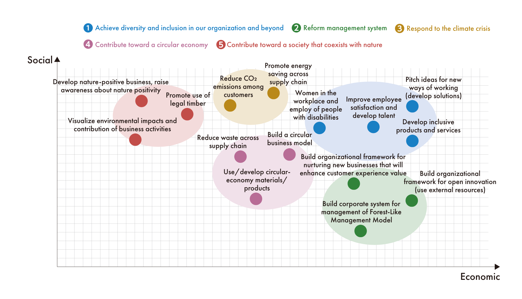 Divide issues into economic and social categories