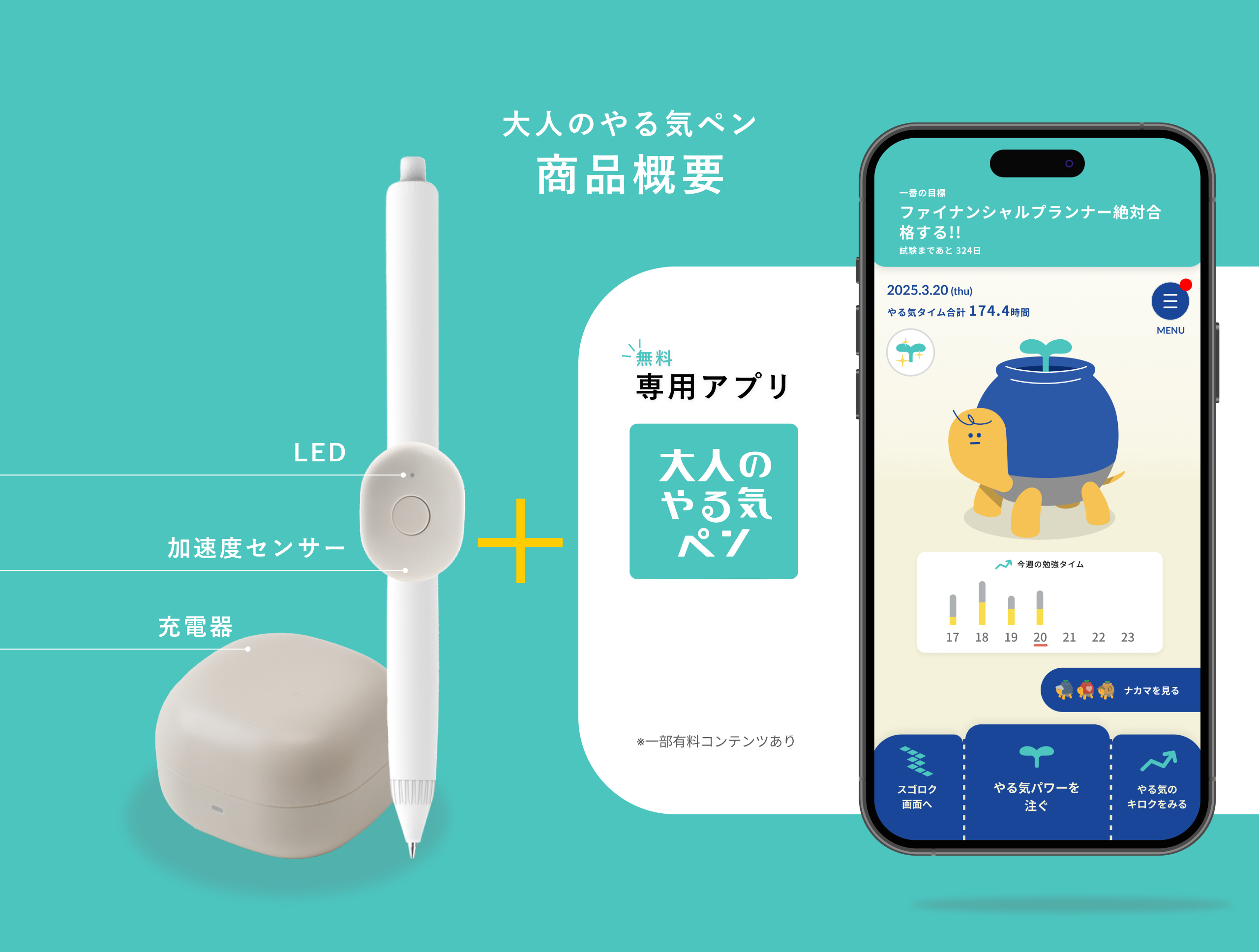 大人のやる気ペン コクヨ「大人のやる気ペン」 資格勉強・リスキリングの努力を見える化