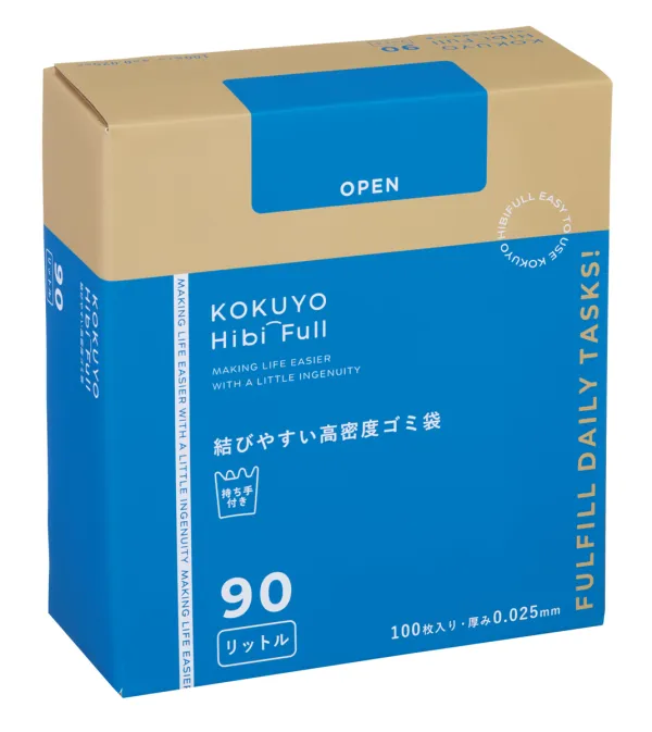 コクヨ 結びやすい高密度ゴミ袋<KOKUYO HibiFull>(90L・箱)100枚入り・半透明・シャカシャカタイプの商品画像