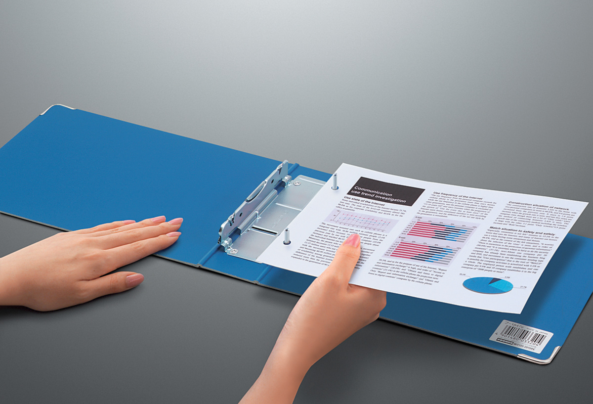 KファイルMタイプ A5横 40mmとじ400枚収納 2穴 青｜文具｜コクヨ