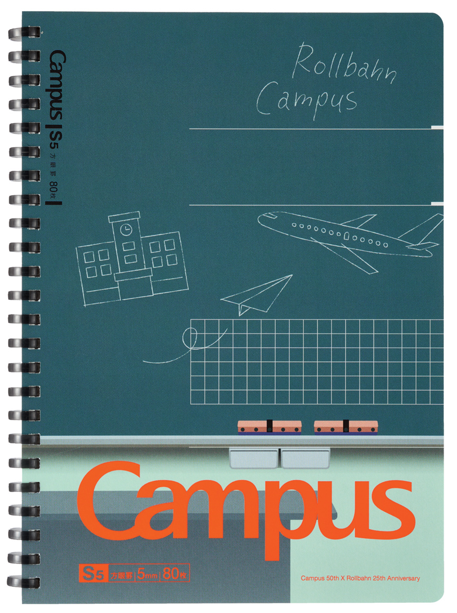 Campus×Rollbahn ソフトリングノート A5 5mm方眼罫 80枚 黒板柄｜文具