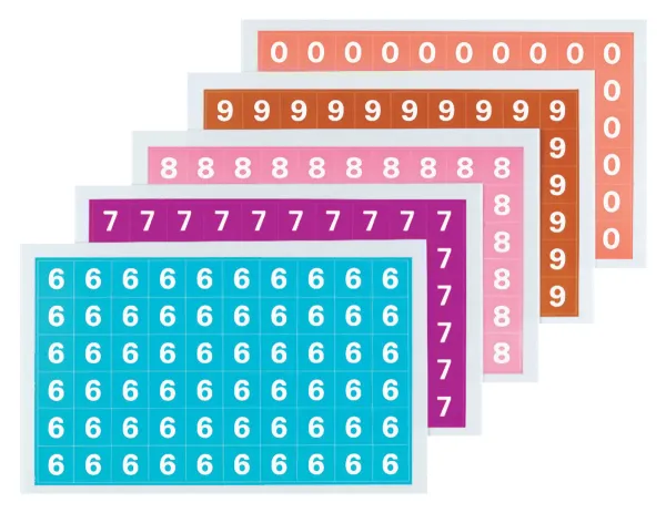 コクヨ ナンバーシールミックス ハードカラー 数6～9・0 5種300片の商品画像