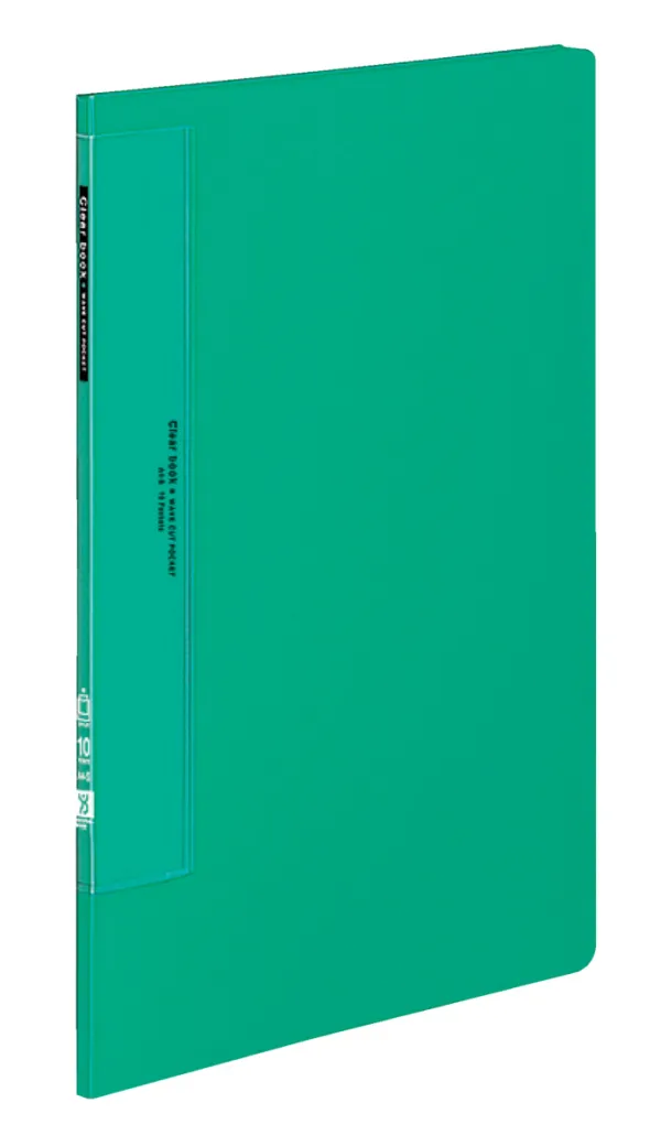 コクヨ ウェーブカットポケットクリヤーブック固定式 A4-S 10枚 緑の商品画像