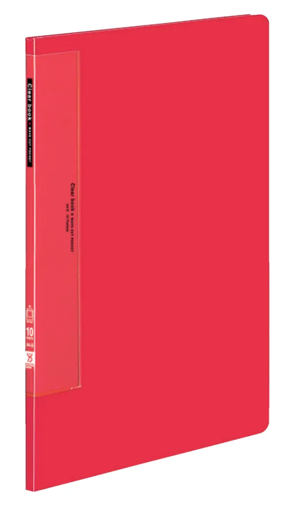 コクヨ ウェーブカットポケットクリヤーブック固定式 A4-S 10枚 赤の商品画像