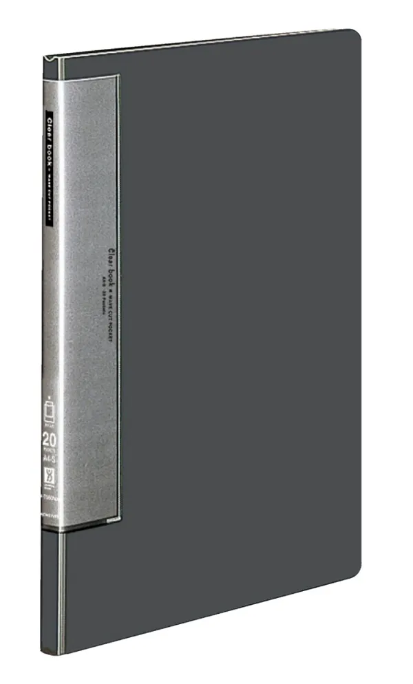 コクヨ ウェーブカットポケットクリヤーブック固定式 A4-S 20枚 ダークグレーの商品画像