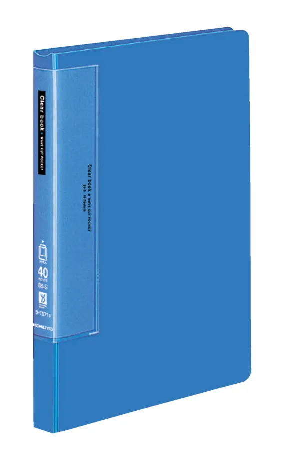 コクヨ ウェーブカットポケットクリヤーブック固定式 B5-S 40枚 青の商品画像