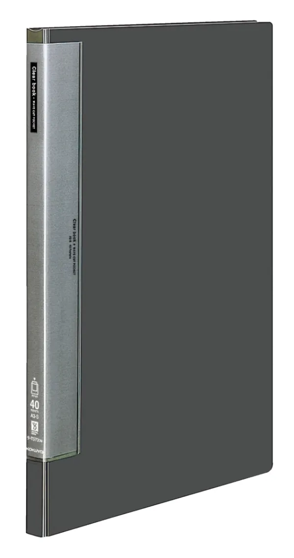 コクヨ ウェーブカットポケットクリヤーブック固定式 A3-S 40枚 ダークグレーの商品画像