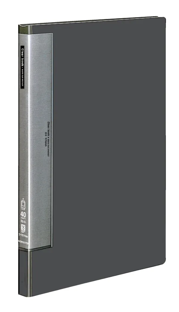 コクヨ ウェーブカットポケットクリヤーブック固定式 B4-S 40枚 ダークグレーの商品画像