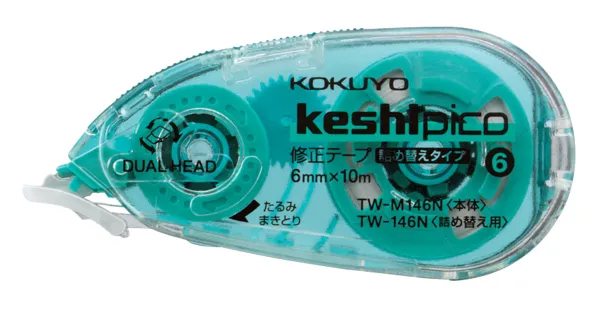 コクヨ ケシピコ 修正テープ つめ替えタイプ 6mm×10m 緑の商品画像