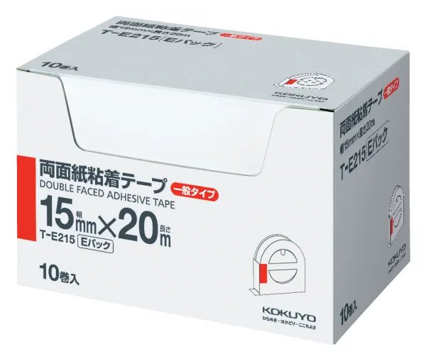 コクヨ 両面紙粘着テープ(お徳用 Eパック)15mm幅×20m 10巻入りの商品画像