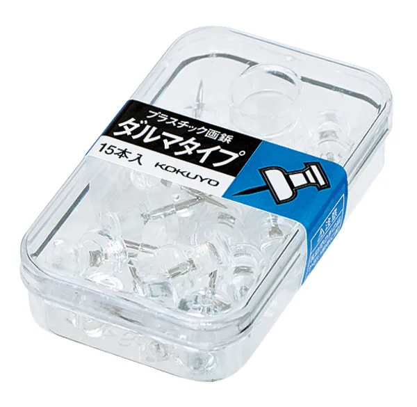 コクヨ プラスチック画鋲 ダルマタイプ 15本 透明の商品画像