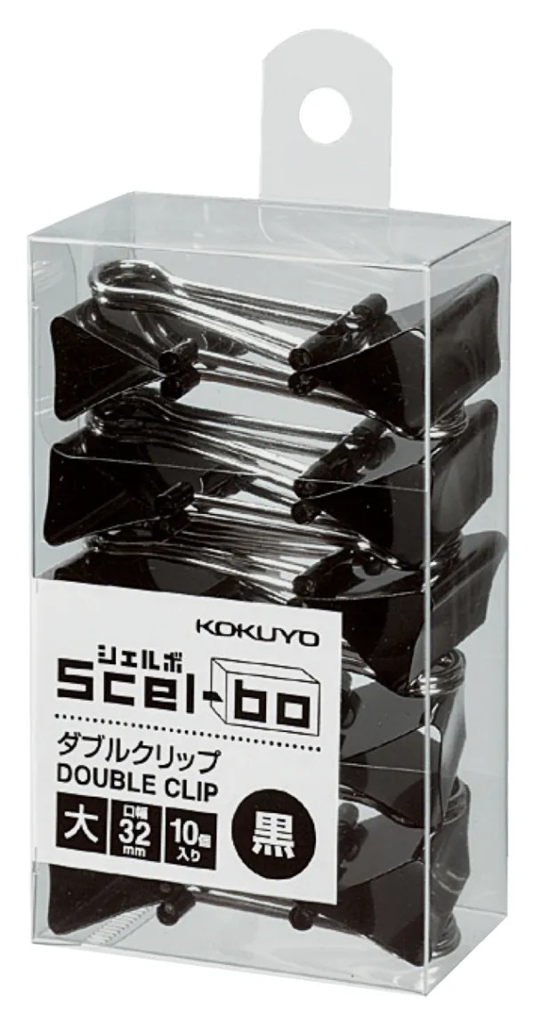 コクヨ シェルボ 個箱タイプダブルクリップ 大 10個 黒の商品画像