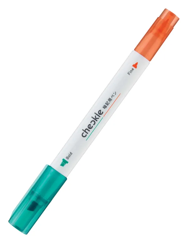 コクヨ チェックル 暗記用ペン 水性染料インク・緑／オレンジ 中字角芯／極細の商品画像