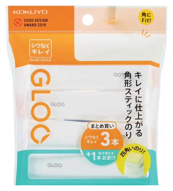 コクヨ グルー スティックのり シワなく３本＋色消え１本お得パックの商品画像