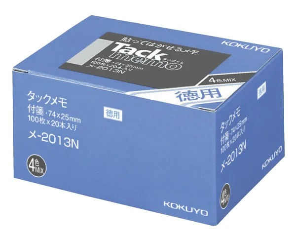 コクヨ 付箋タイプ お徳用タックメモ 74×25ｍｍ 100枚 4色混 20本入の商品画像
