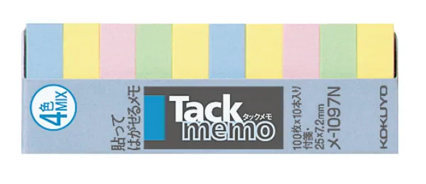 コクヨ 付箋タイプタックメモ 25×7.2mm 100枚 4色混 10本入の商品画像
