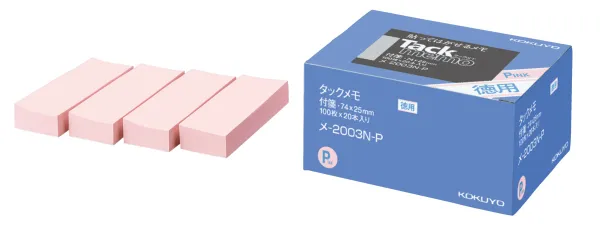 コクヨ 付箋タイプ お徳用タックメモ 74×25ｍｍ 100枚 ピンク 20本入の商品画像