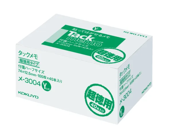 コクヨ 付箋タイプ 超徳用タックメモ 74×12.5ｍｍ 100枚 黄 40本入の商品画像