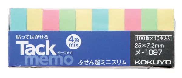 コクヨ 付箋タイプタックメモ 25×7.2mm 100枚 4色混 10本入の商品画像