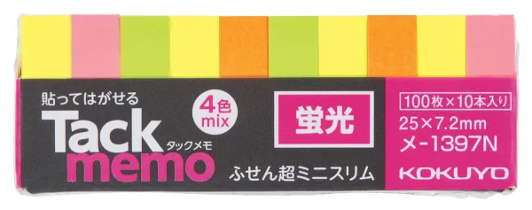 コクヨ 蛍光色タイプタックメモ 25×7.2ｍｍ 100枚 4色混 10本入の商品画像