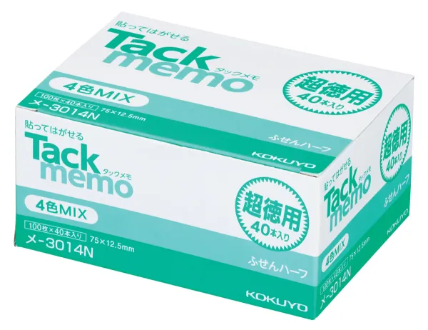 コクヨ 付箋タイプ 超徳用タックメモ 75×12.5ｍｍ 100枚 4色混 40本入の商品画像
