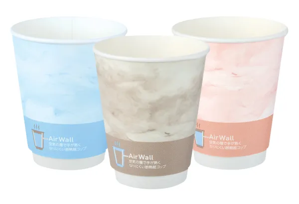コクヨ 空気の層で手が熱くなりにくい断熱紙コップ＜KOKUYO HibiFull＞（9オンス・260ml・25個入り・マーブル柄）の商品画像