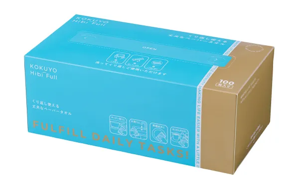 コクヨ くり返し使える丈夫なペーパータオル<KOKUYO HibiFull>(箱タイプ・100枚入り)の商品画像